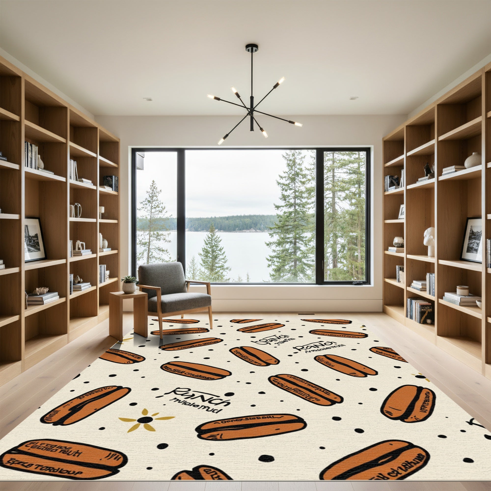 Hot Dog Black Dot Cream Rug