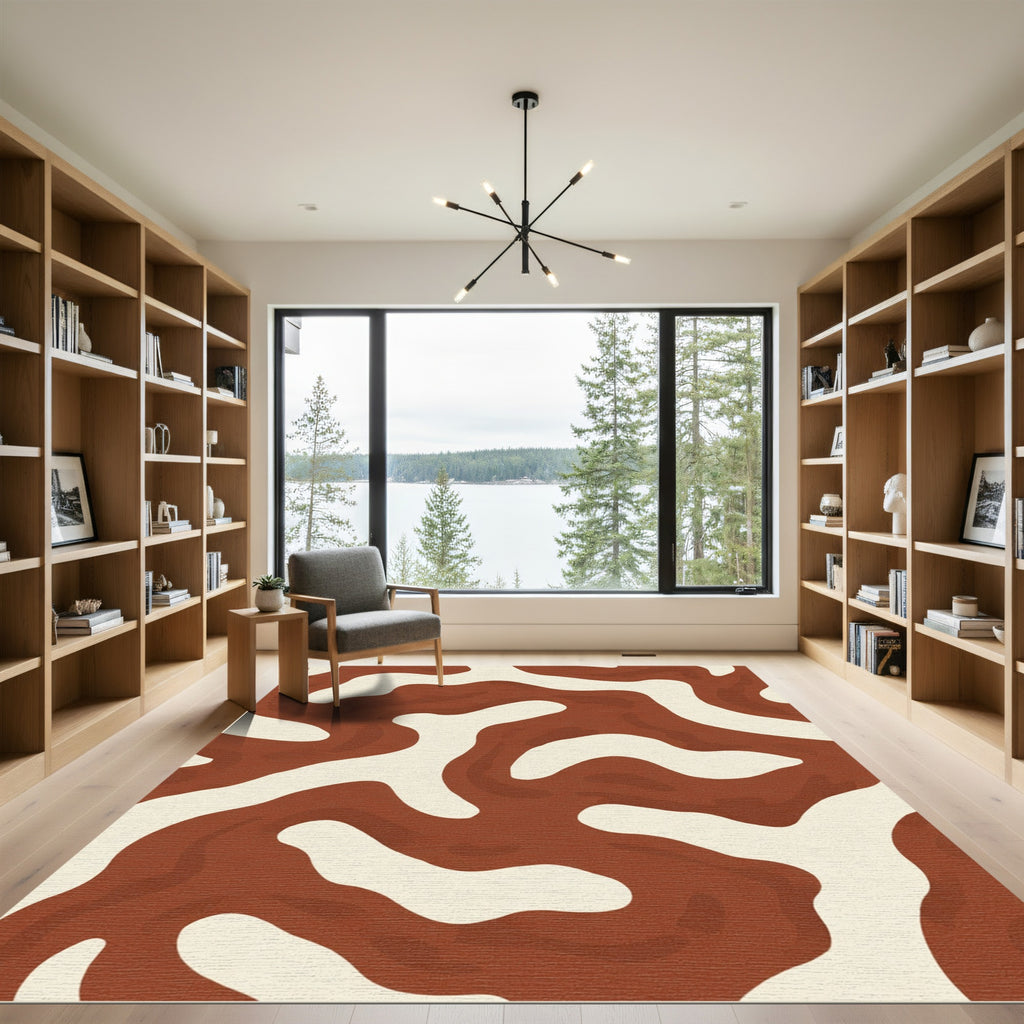 Organic Earthy Brown Swirl Rug