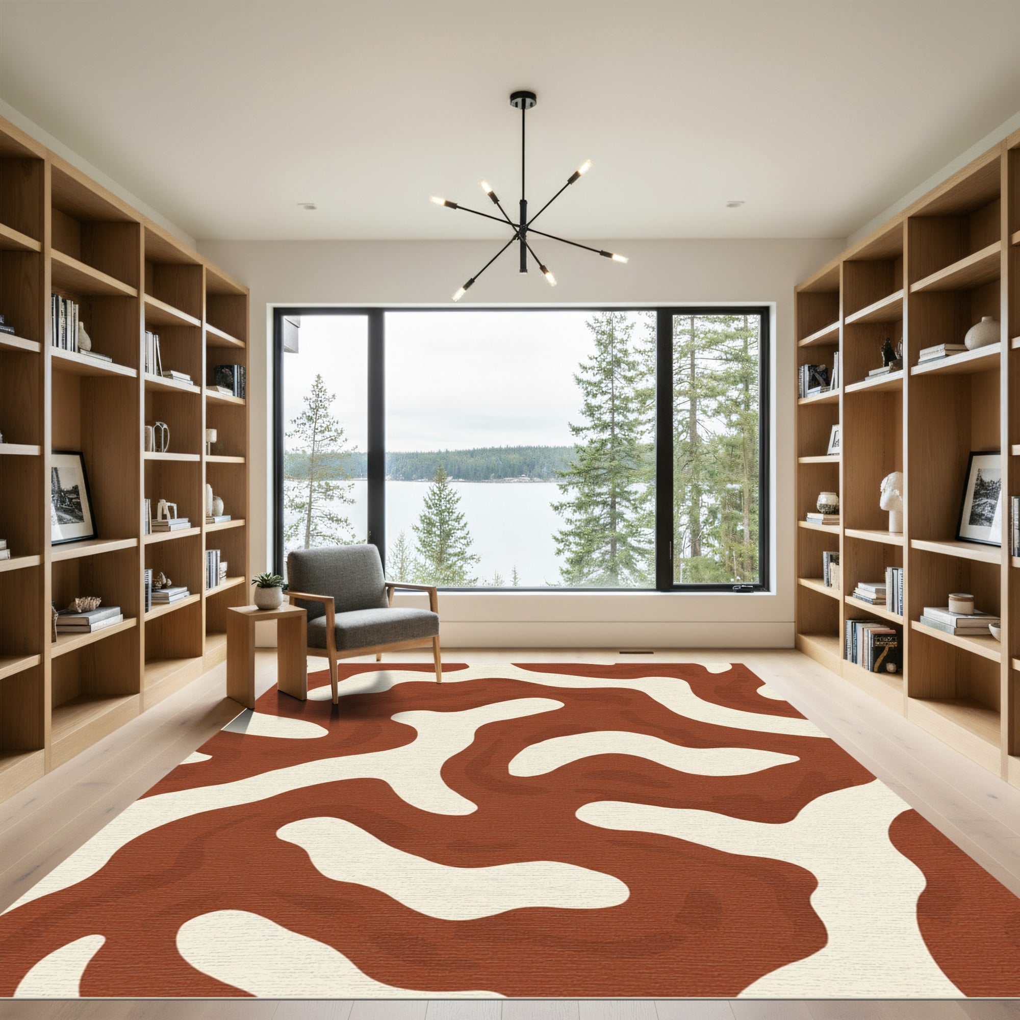 Organic Earthy Brown Swirl Rug