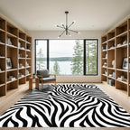 Bold Black White Wildlife Lines Rug
