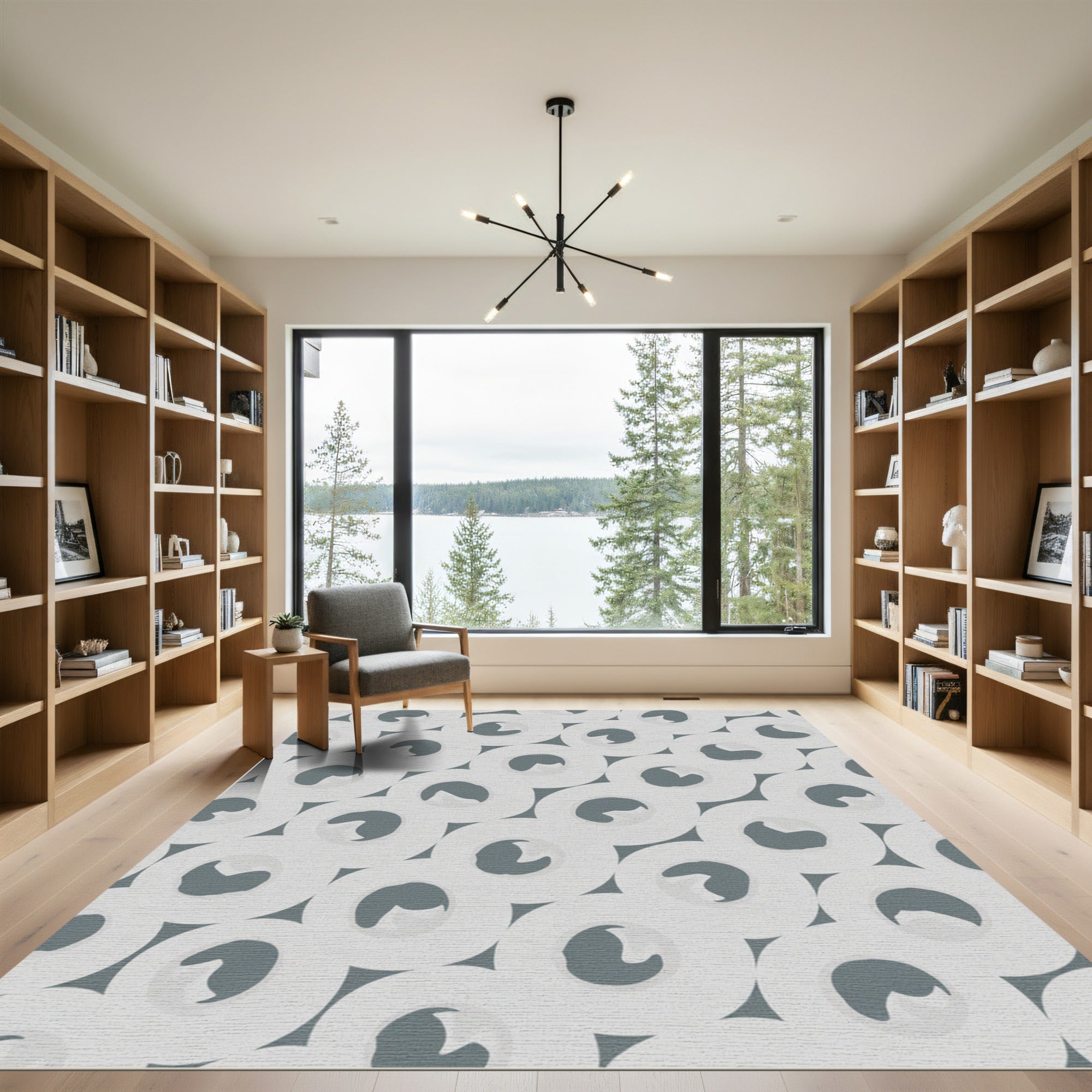 Subtle Gray Circles Interlocking Abstract Rug