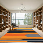 Bold Orange Gray Abstract Waves Rug