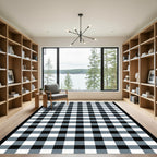 Classic Black White Gray Gingham Rug