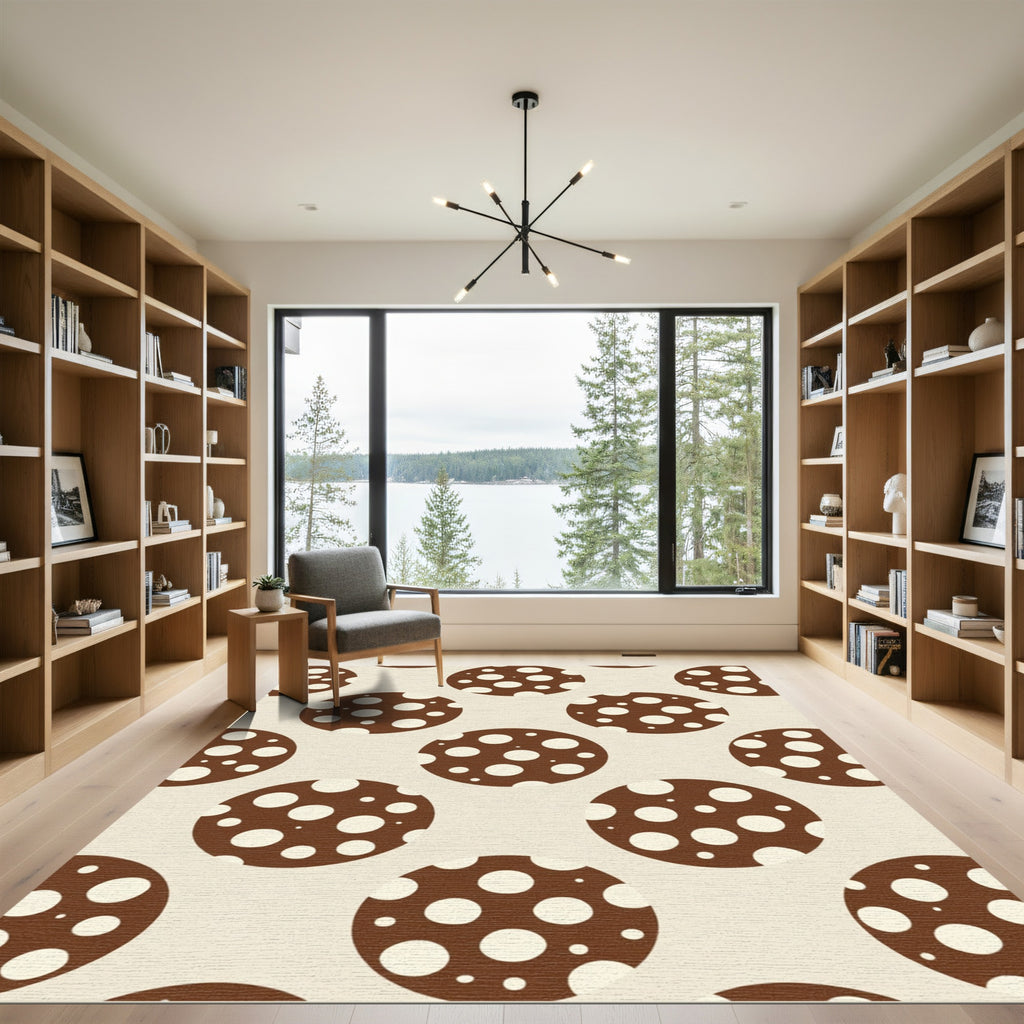 Brown Tan Polka Dot Circles Rug