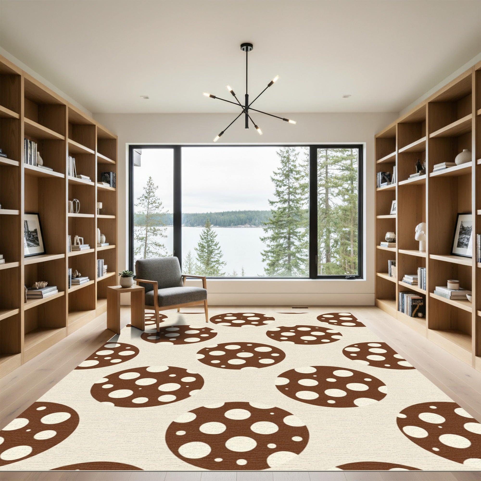 Brown Tan Polka Dot Circles Rug