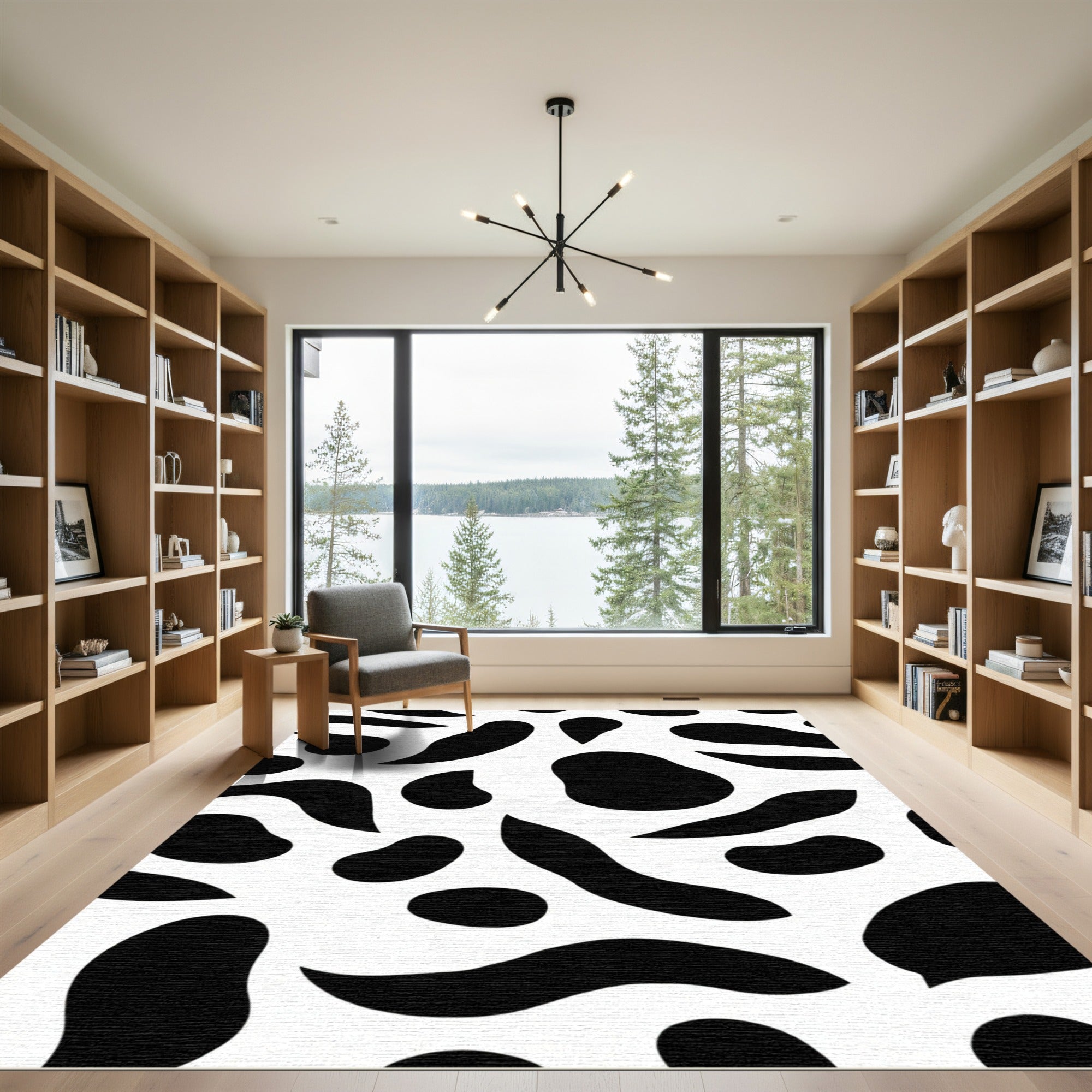 Black White Organic Spots Rug