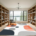 Orange Gray Abstract Organic Shape Rug
