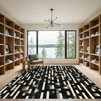 Black Beige Vertical Pixel Lines Rug