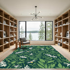 Deep Forest Tropical Leaf Collage Rug