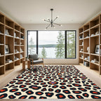 Bold Leopard Spots Red Orange Accents Rug