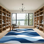 Shades Blue Wavy Abstract Rug