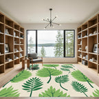 Green Leafy Branches Botanical Illustration Rug