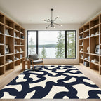 Cream Black Organic Flow Rug