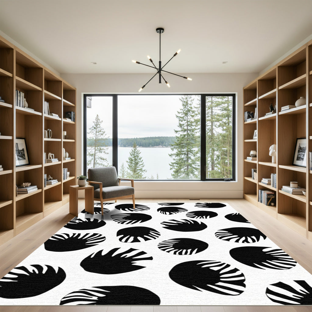 Bold Black Petal Scatter Rug