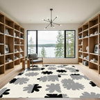 Retro Black Gray Petal Array Rug