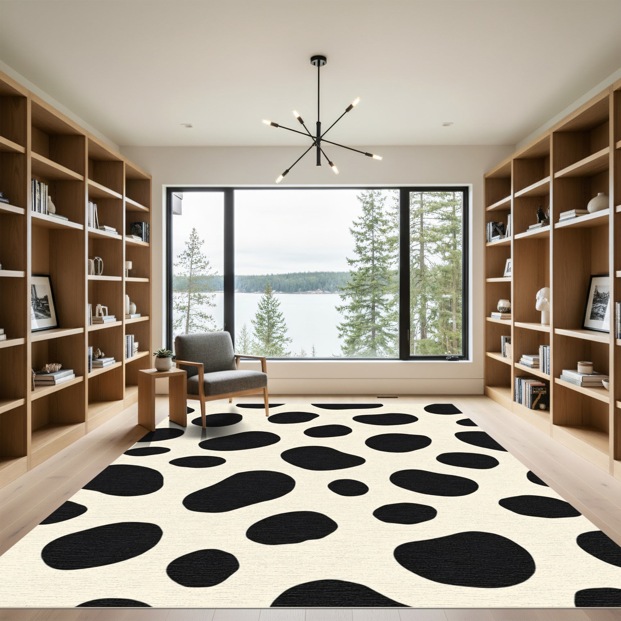 Black Cream Blob Spot Rug
