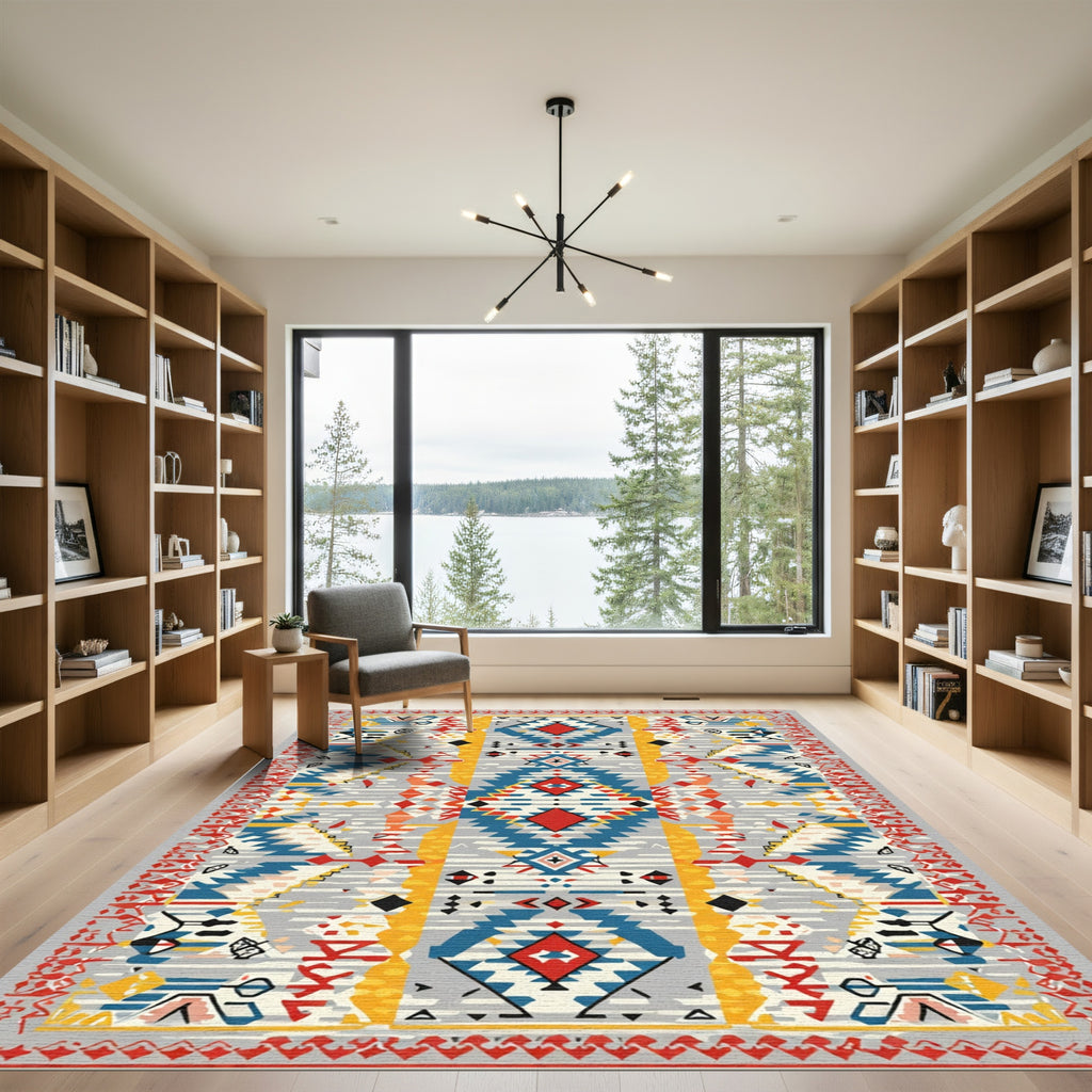 Vibrant Geometric Diamond Tribal Rug