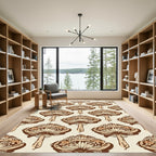 Earthy Brown Mushroom Silhouette Repeat Rug