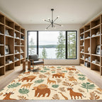 Safari Animals Foliage Autumn Palette Rug
