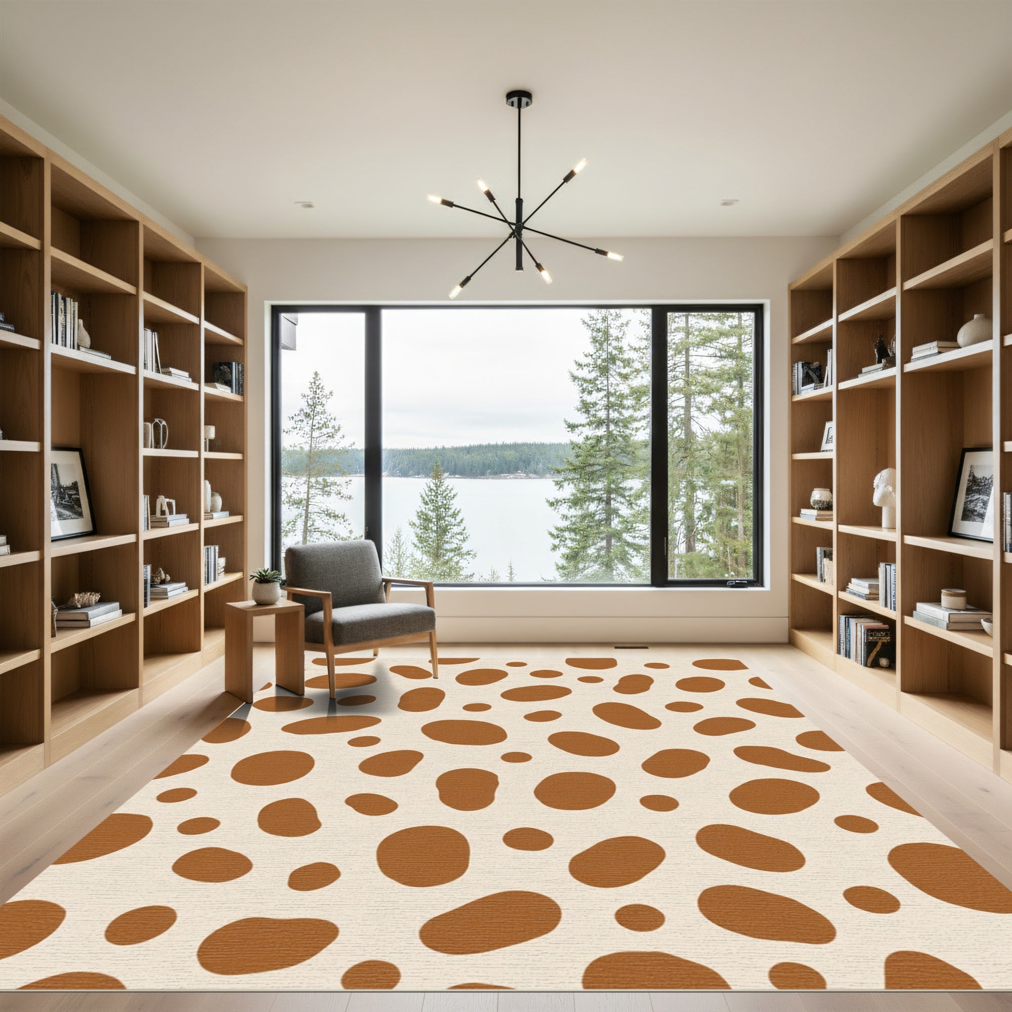 Brown Oval Spot Scattered Rug