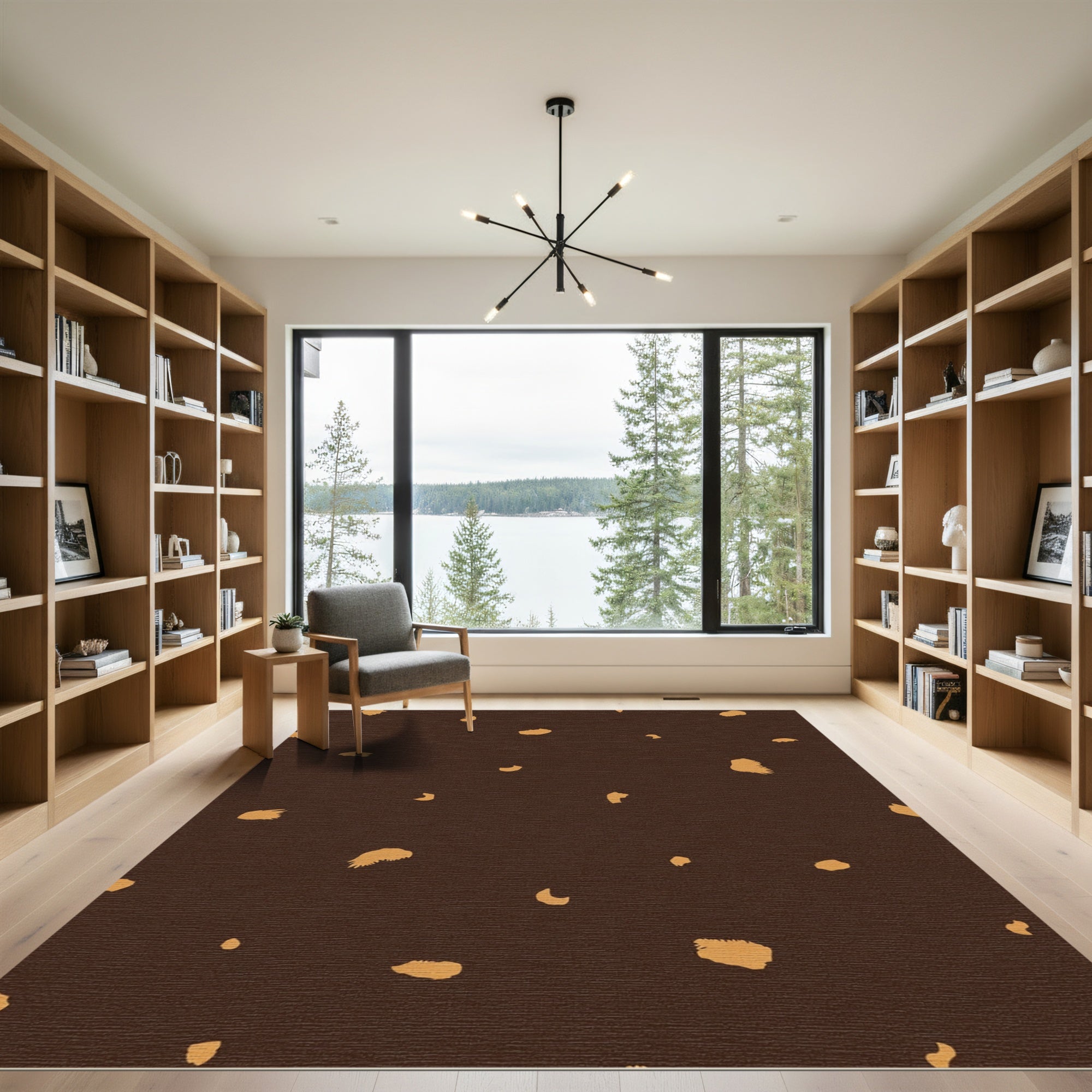 Brown Yellow Spotted Animal Hide Rug