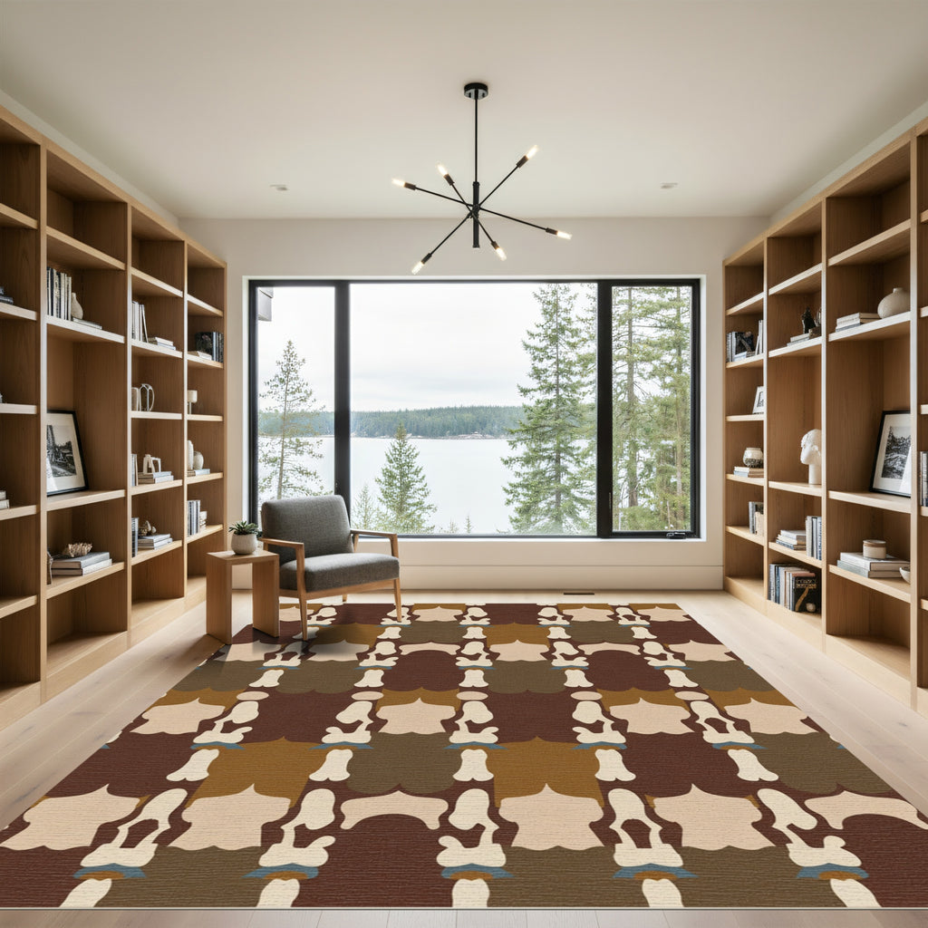 Organic Earthy Tone Abstract Reflection Rug