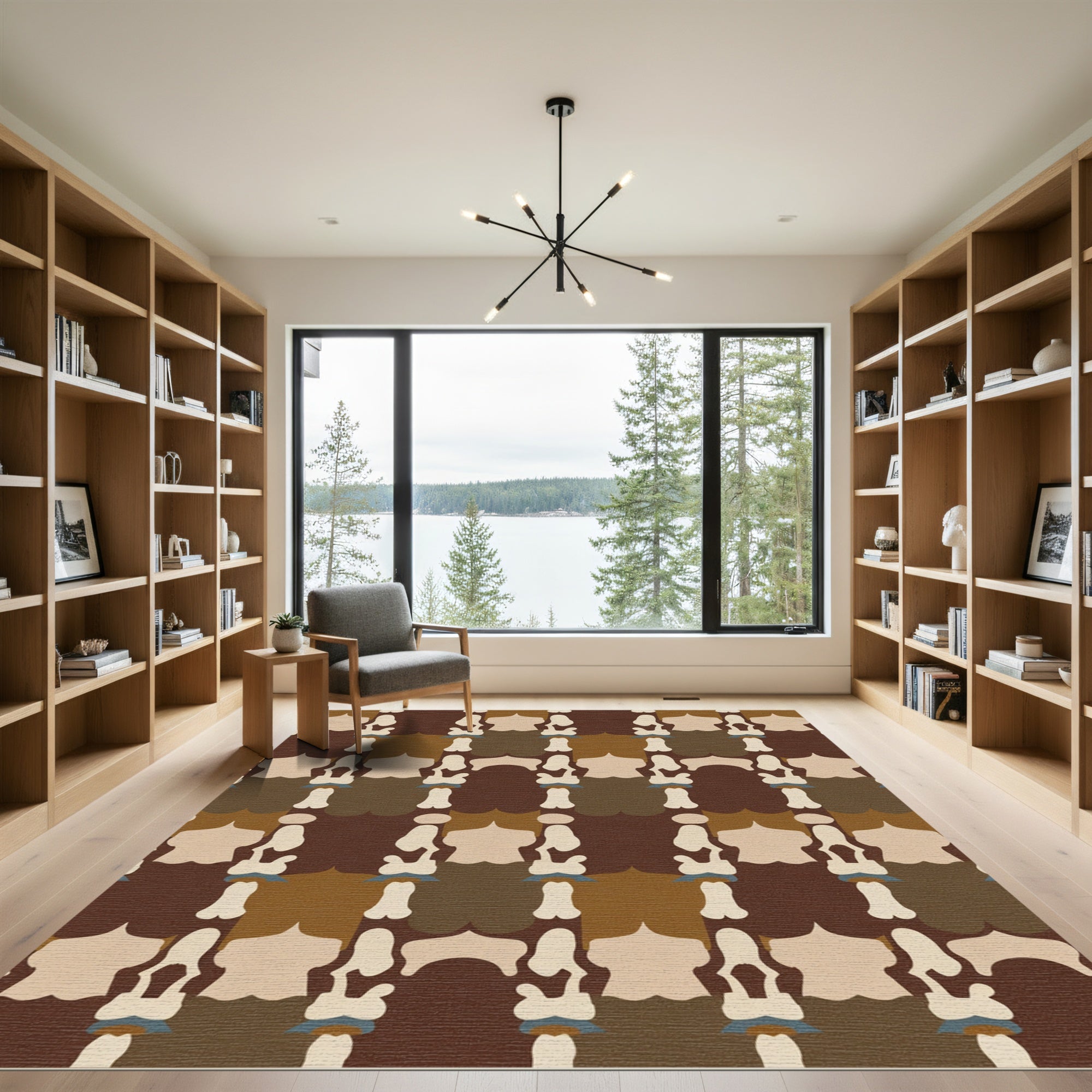 Organic Earthy Tone Abstract Reflection Rug