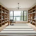 Classic Black White Striped Arrangement Rug