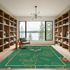 Emerald Green Butterfly Floral Repeat Rug