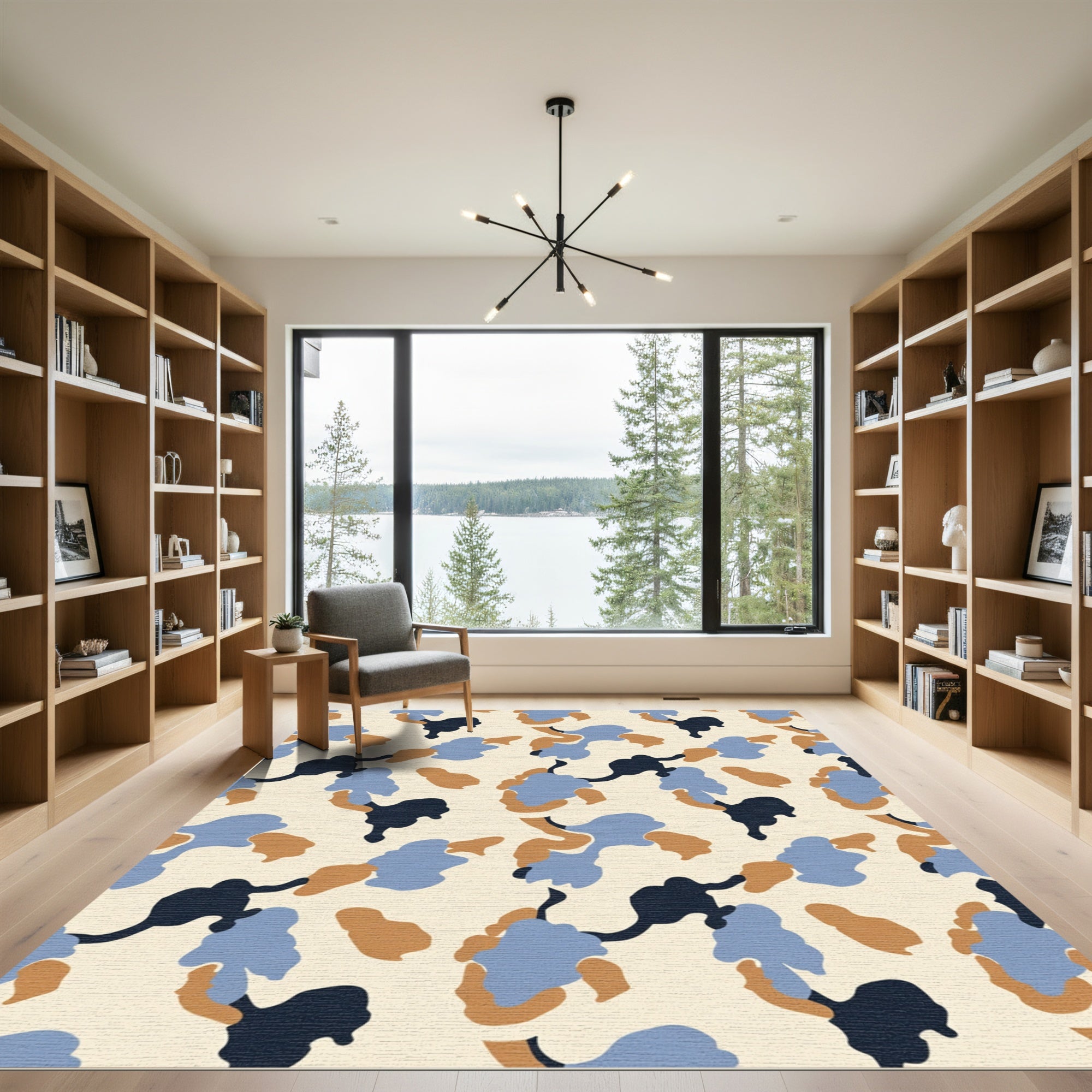 Woodland Camouflage Shapes Rug