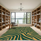 Emerald And Gold Zebra Stripes Rug