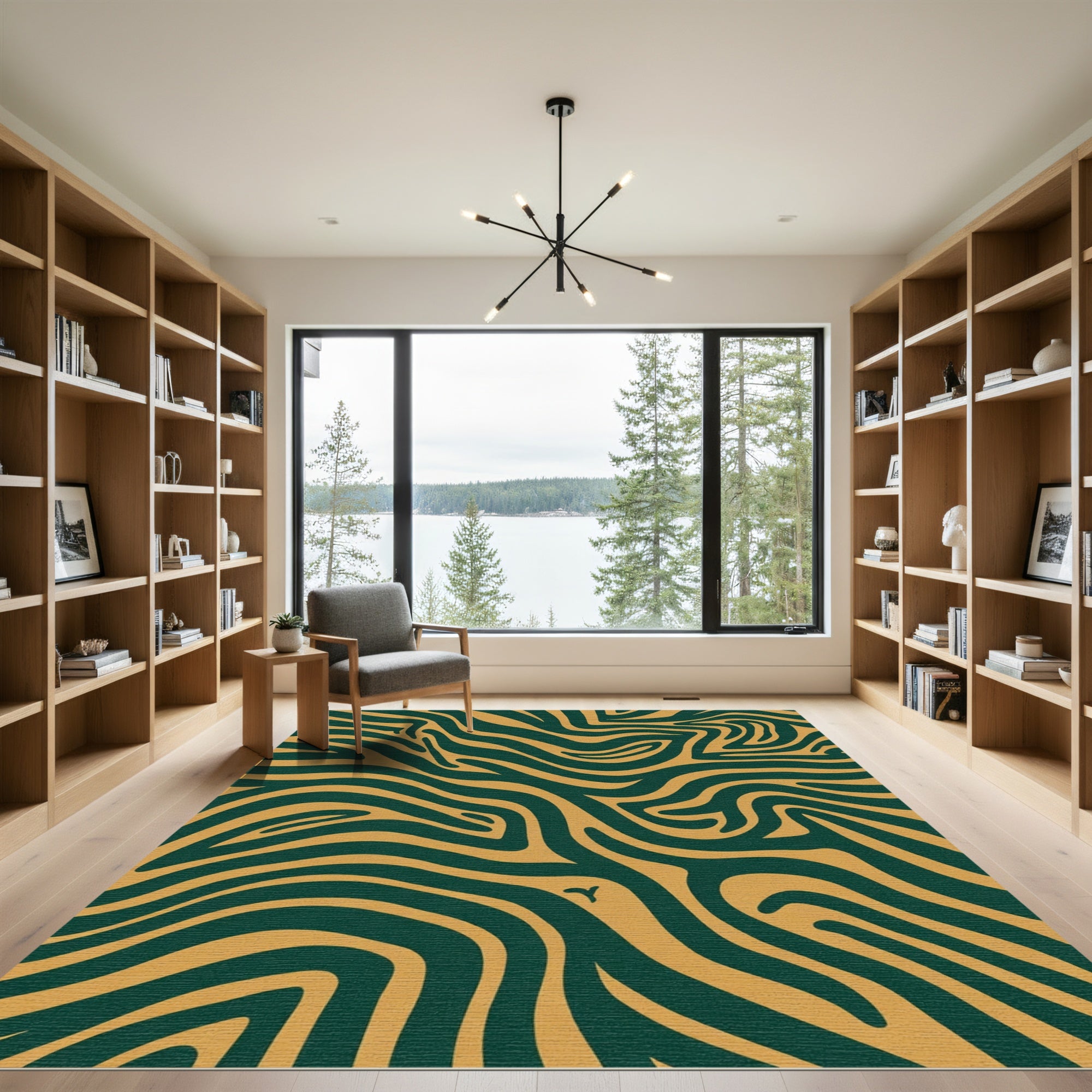 Emerald And Gold Zebra Stripes Rug
