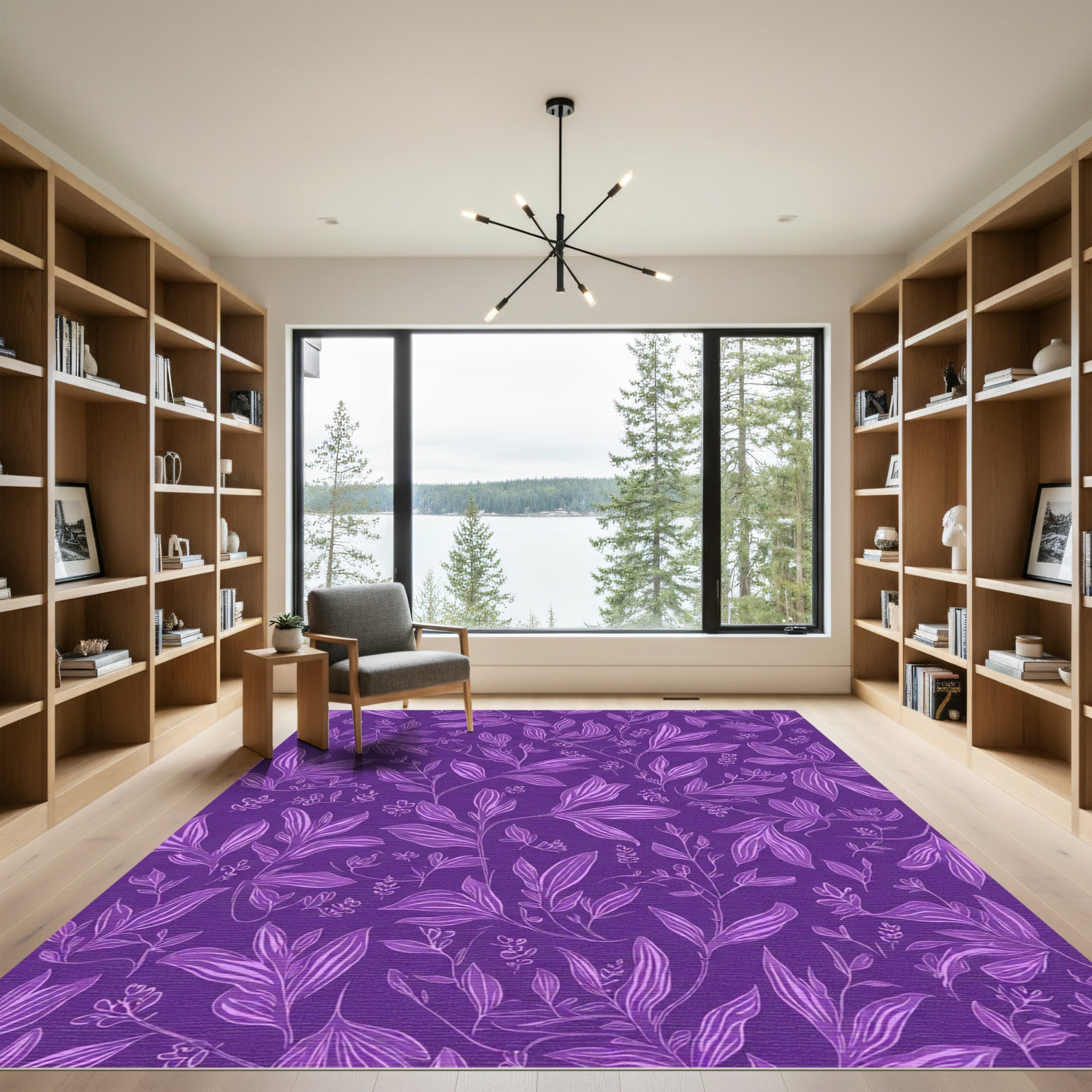 Bold Purple Floral Vines Rug