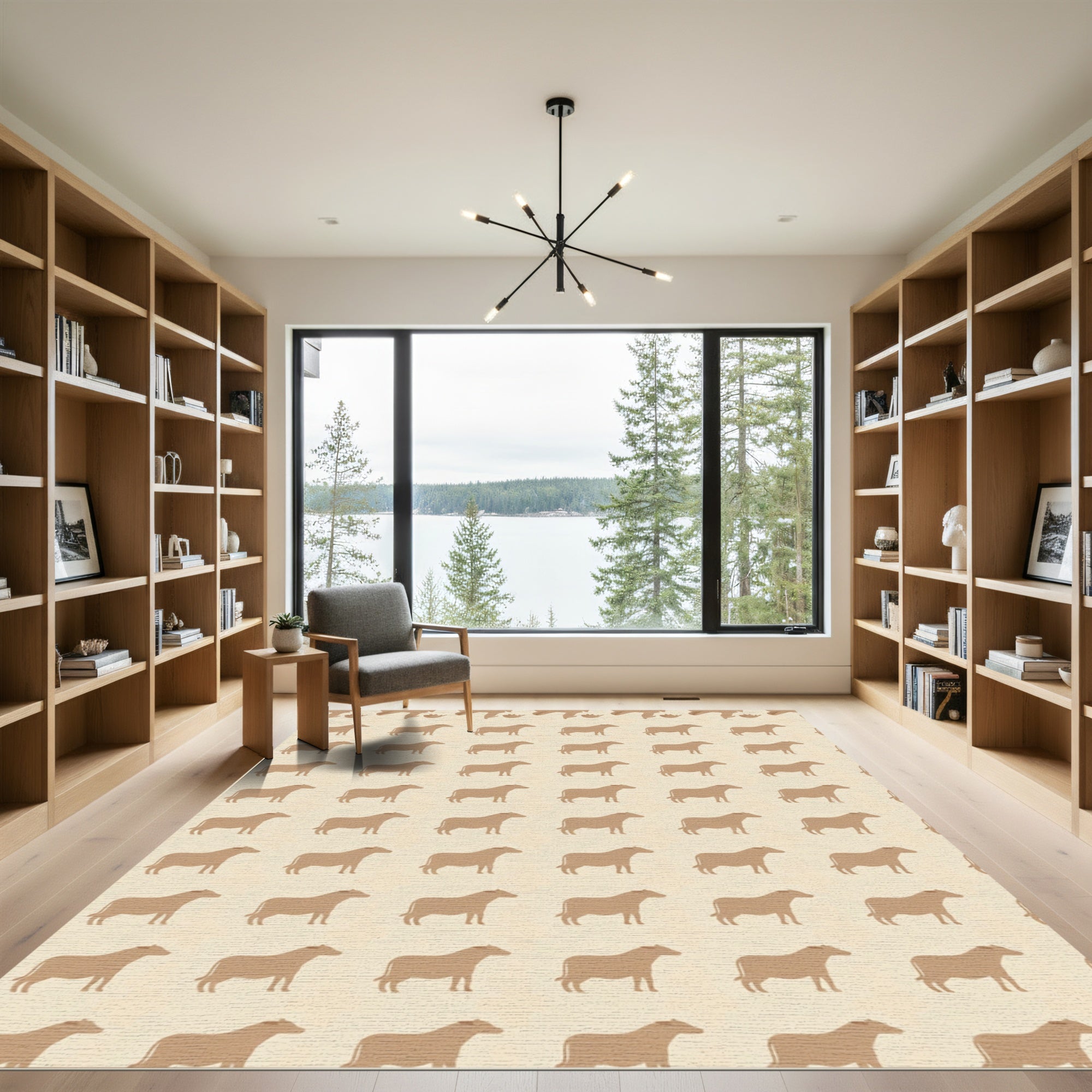 Tannish Horse Cavalcade Pattern Rug
