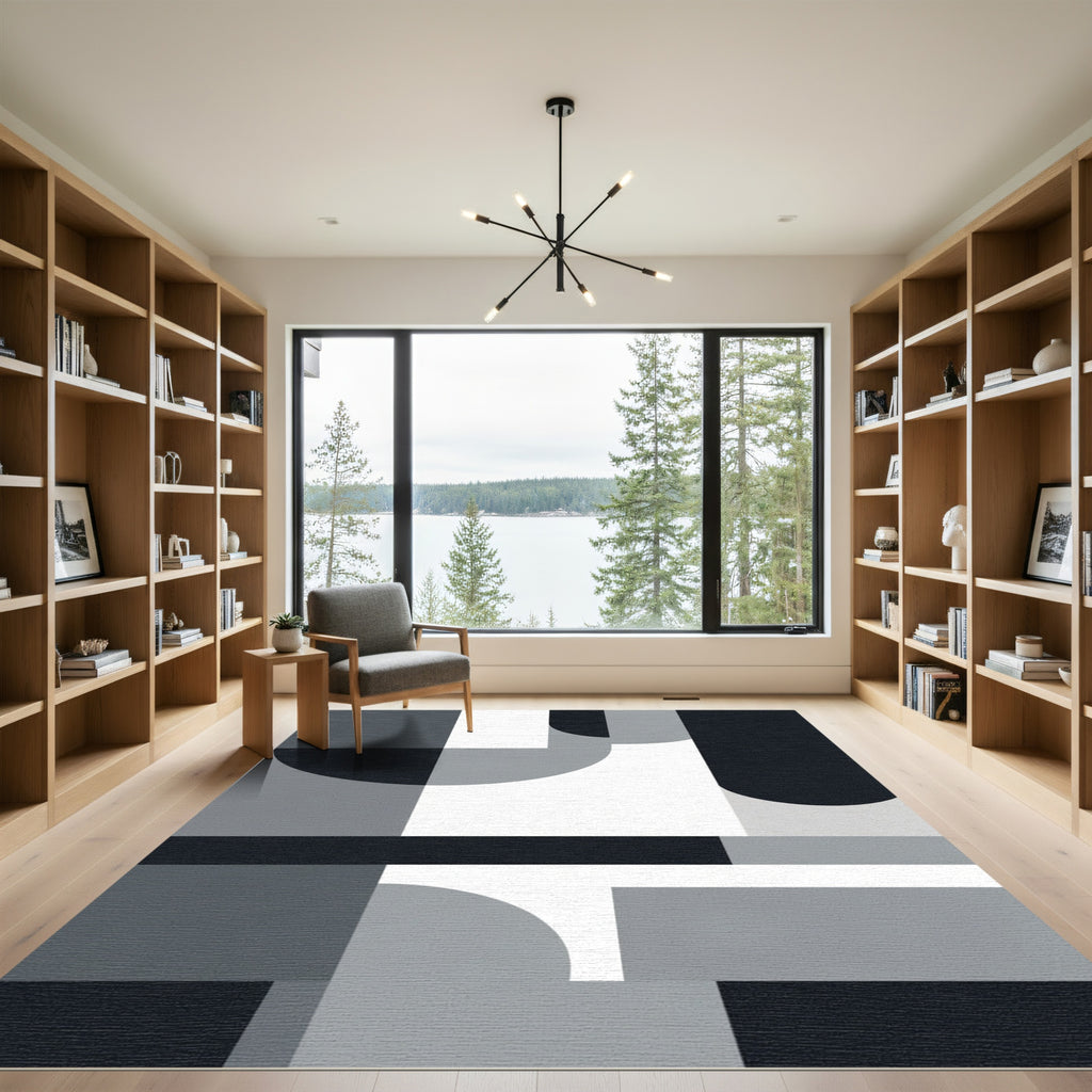 Monochromatic Geometric Shape Assemblage Rug