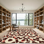 Cream Brown Red Organic Bloom Collage Rug