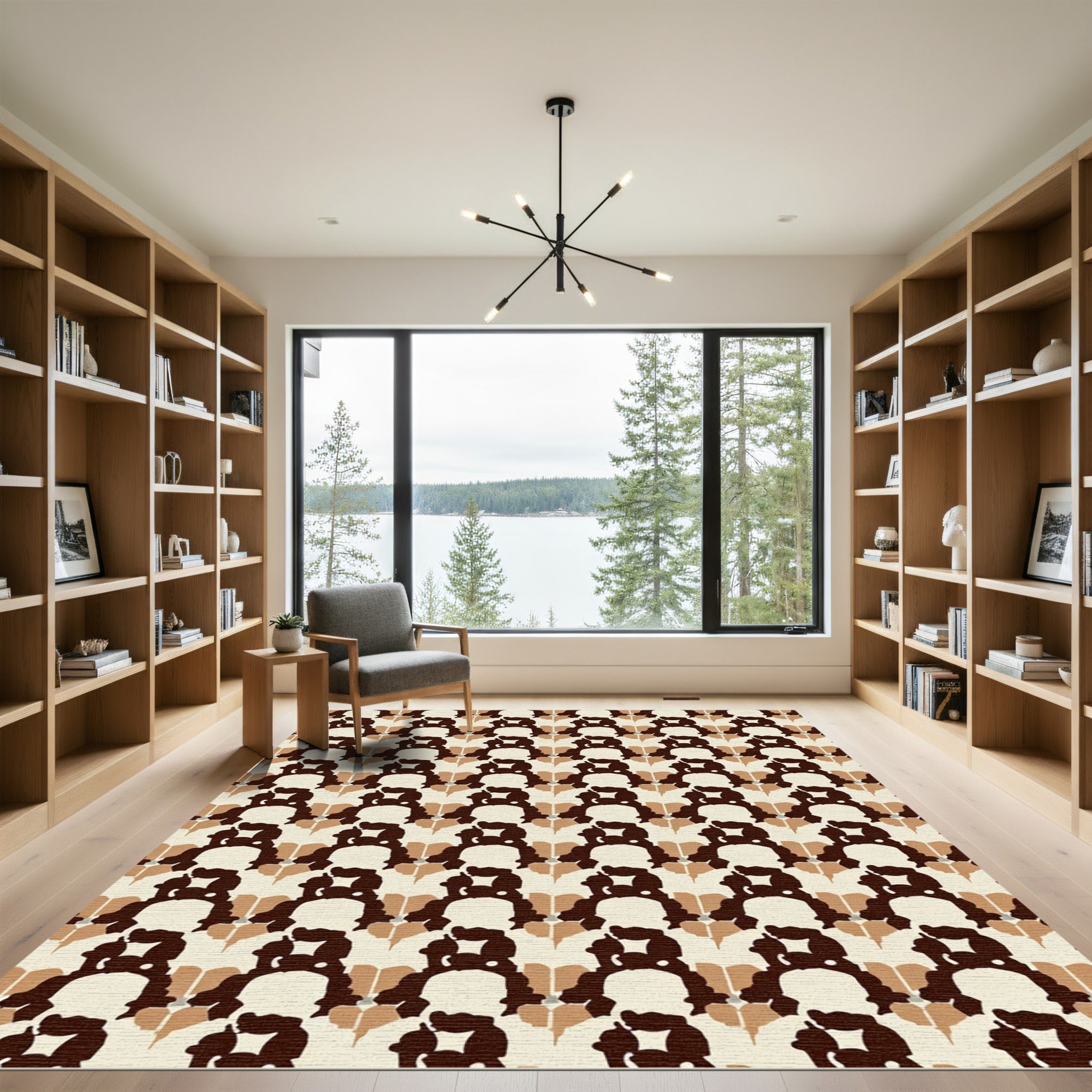Retro Shadow Figure Arrangement Rug