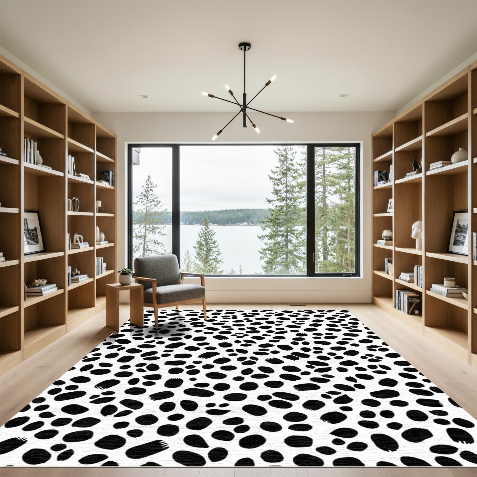 Black White Spotted Organic Scatter Rug