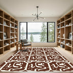 Brown Ivory Organic Geometric Medallion Rug