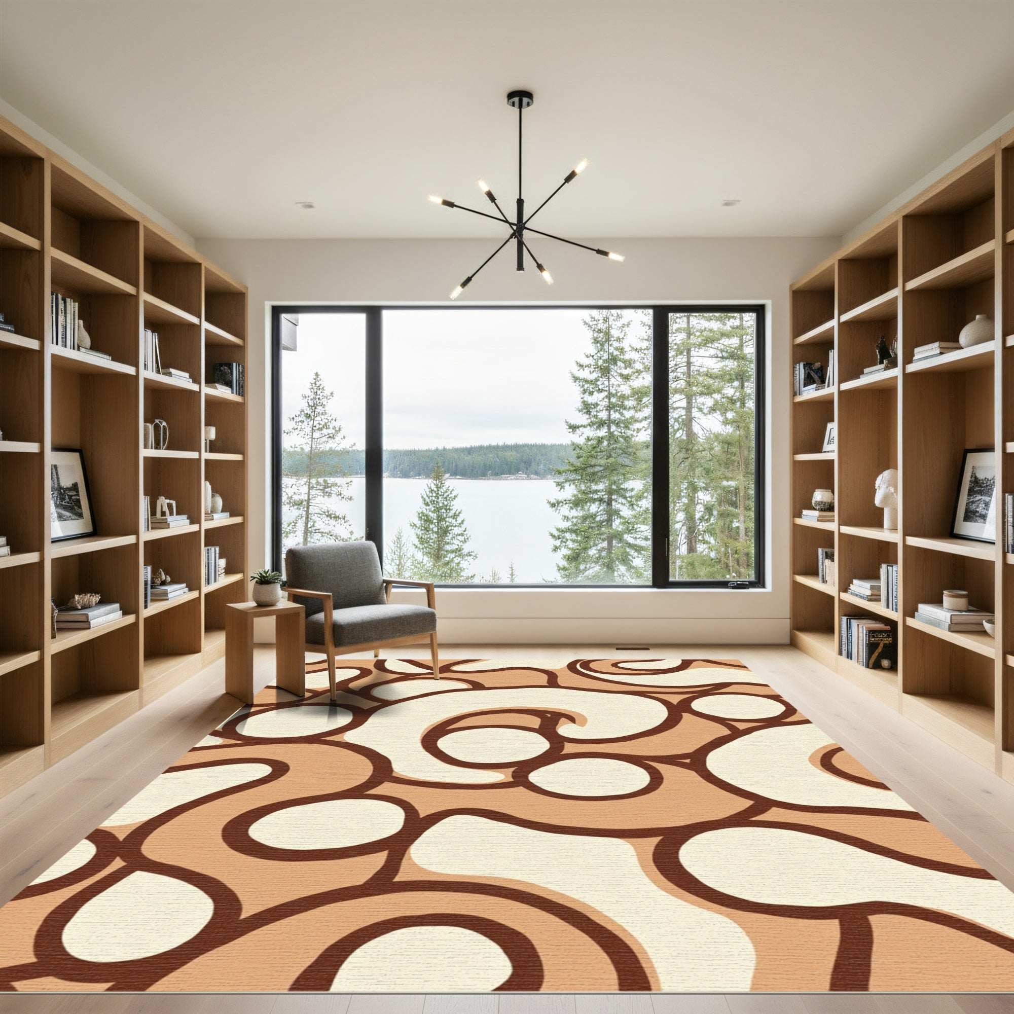 Earthy Swirl Abstract Organic Shapes Rug