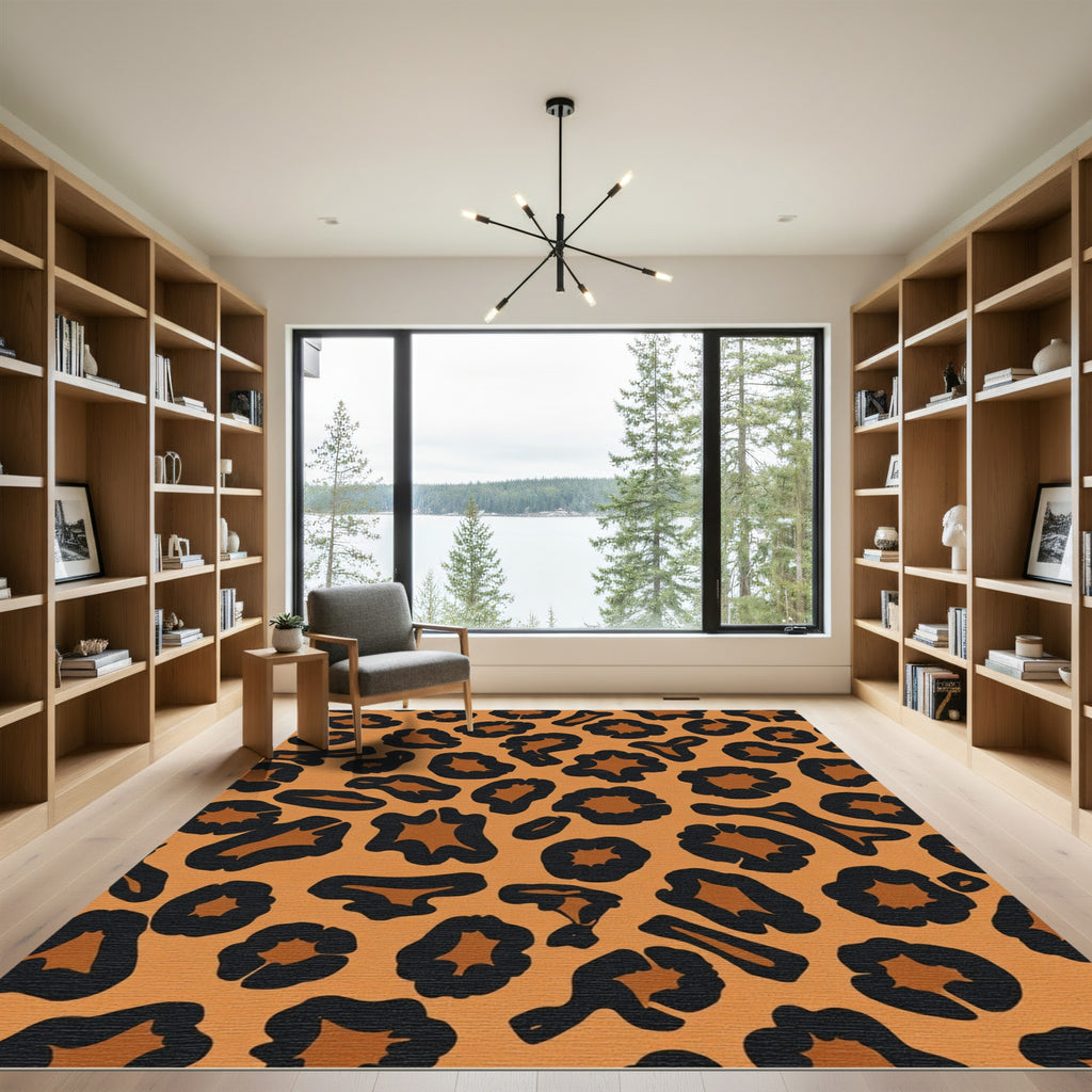Orange Black Leopard Spot Rug