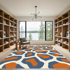 Sunset Orange Blue Giraffe Spots Rug