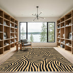 Golden Black Wavy Stripes Rug