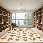 Earthy Mushroom Fungi Foliage Scatter Rug