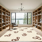 Brown Amoeba Shapes Cream Background Rug
