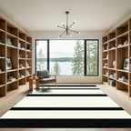 Bold Black Cream Horizontal Stripe Rug