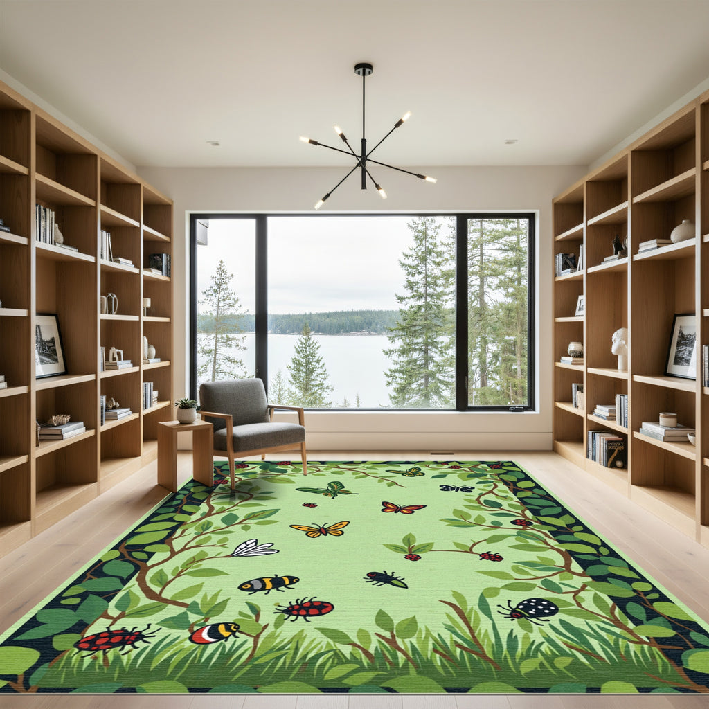 Whimsical Garden Insects and Butterflies Rug