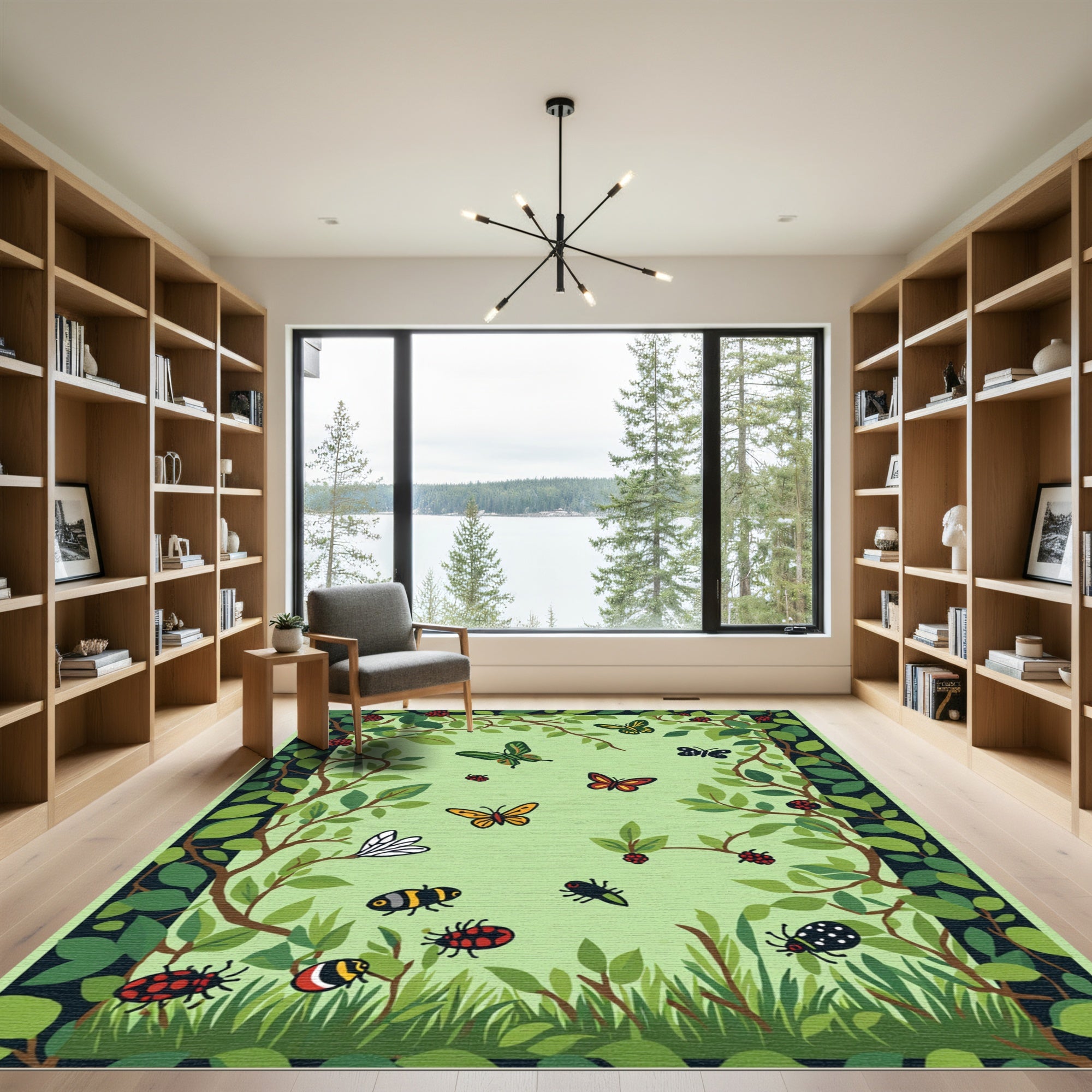 Whimsical Garden Insects and Butterflies Rug