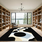 Abstract Flowing Organic Ivory Black Rug