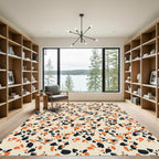 Cream Orange Black Animal Spot Rug
